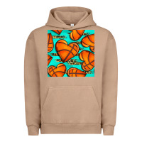 Pigment Burro basketball hearts with leopard seamless pattern Urban Hoodie - BundleAndBundleShop