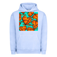 Pigment Grape Ice basketball hearts with leopard seamless pattern Urban Hoodie - BundleAndBundleShop