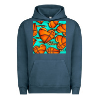 Pigment Midnight Navy basketball hearts with leopard seamless pattern Urban Hoodie - BundleAndBundleShop