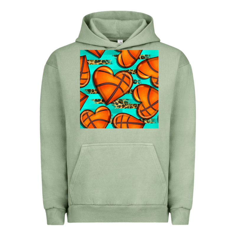 Basketball Hearts With Leopard Seamless Pattern Urban Hoodie by BundleAndBundleShop | Teevron