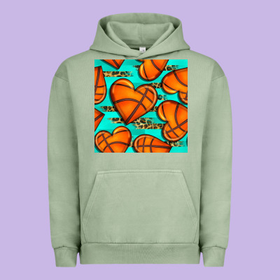 Basketball Hearts With Leopard Seamless Pattern Urban Hoodie Designed By Bundleandbundleshop