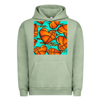 Pigment Oil Green basketball hearts with leopard seamless pattern Urban Hoodie - BundleAndBundleShop