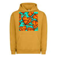 Pigment Peanut Butter basketball hearts with leopard seamless pattern Urban Hoodie - BundleAndBundleShop