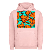Pigment Salmon basketball hearts with leopard seamless pattern Urban Hoodie - BundleAndBundleShop