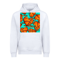 White basketball hearts with leopard seamless pattern Urban Hoodie - BundleAndBundleShop