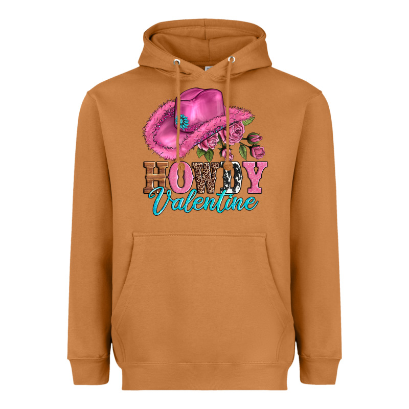 Valentines Day Cowgirl Hat And Howdy Heavyweight Hoodie by AdoDesignShop | Teevron
