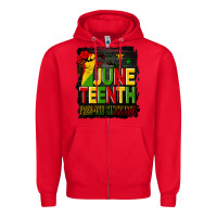 Red juneteenth fist free ish since 1865 with background Zipper Hoodie - HRA Design Shop