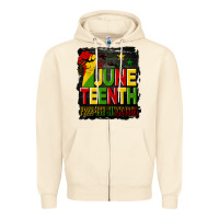 Sandshell juneteenth fist free ish since 1865 with background Zipper Hoodie - HRA Design Shop