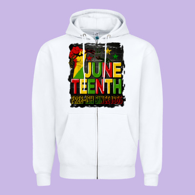 Juneteenth Fist Free Ish Since 1865 With Background Zipper Hoodie Designed By Hra Design Shop