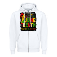 White juneteenth fist free ish since 1865 with background Zipper Hoodie - HRA Design Shop