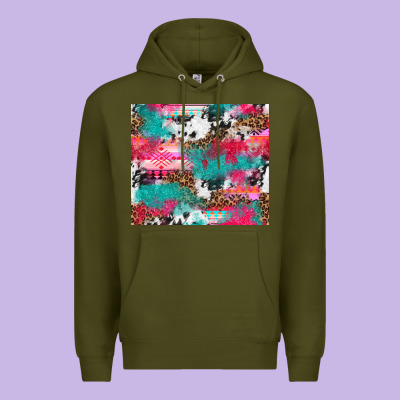 Leopard Cowhide Pink Turquoise Glitter Premium Hoodie Designed By Nancycooperartshop