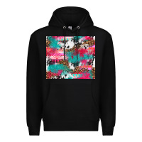 Black leopard cowhide pink turquoise glitter Premium Hoodie - NancyCooperArtShop