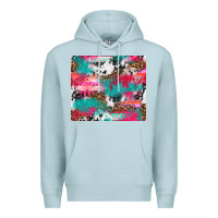 Blue Mist leopard cowhide pink turquoise glitter Premium Hoodie - NancyCooperArtShop