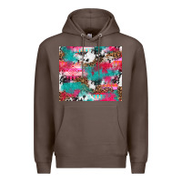Coffee leopard cowhide pink turquoise glitter Premium Hoodie - NancyCooperArtShop