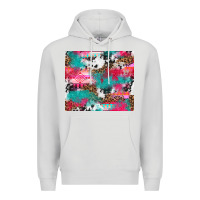 Dove Grey leopard cowhide pink turquoise glitter Premium Hoodie - NancyCooperArtShop