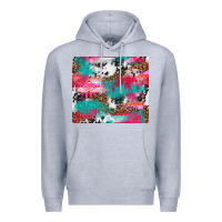 Heather Grey leopard cowhide pink turquoise glitter Premium Hoodie - NancyCooperArtShop
