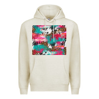 Oatmeal Heather leopard cowhide pink turquoise glitter Premium Hoodie - NancyCooperArtShop