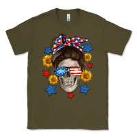 Army Green American mom skull Classic Tee - Neo Western