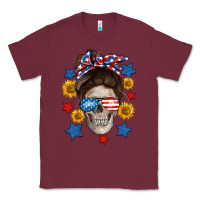 Burgundy American mom skull Classic Tee - Neo Western