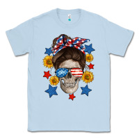 Dusty Blue American mom skull Classic Tee - Neo Western