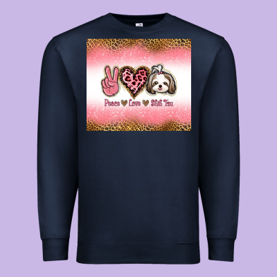 Peace Love Shih Tzu Premium Sweatshirt Designed By Jasminsmagicworld