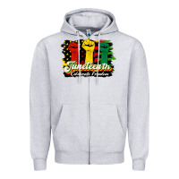 Heather Grey juneteenth celebrate freedom Zipper Hoodie - HRA Design Shop