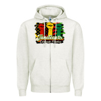 Oatmeal Heather juneteenth celebrate freedom Zipper Hoodie - HRA Design Shop