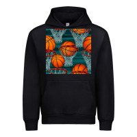 Black basketball hoop seamless pattern Urban Hoodie - BundleAndBundleShop