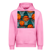 Fuchsia Pink basketball hoop seamless pattern Urban Hoodie - BundleAndBundleShop