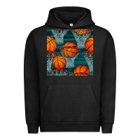 Pigment Black basketball hoop seamless pattern Urban Hoodie - BundleAndBundleShop