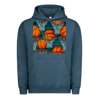 Pigment Midnight Navy basketball hoop seamless pattern Urban Hoodie - BundleAndBundleShop