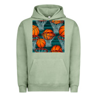 Pigment Oil Green basketball hoop seamless pattern Urban Hoodie - BundleAndBundleShop