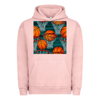 Pigment Salmon basketball hoop seamless pattern Urban Hoodie - BundleAndBundleShop