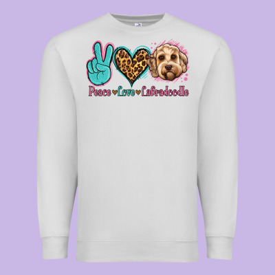 Peace Love Labradoodle Premium Sweatshirt Designed By Jasminsmagicworld