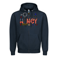 Navy america honey Zipper Hoodie - CowhideDigitalArt