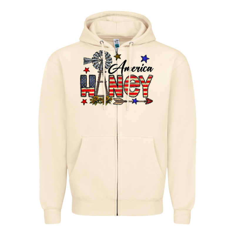 America Honey Zipper Hoodie by CowhideDigitalArt | Teevron