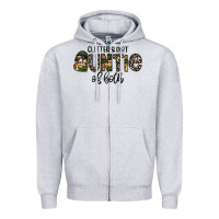 Heather Grey auntie Zipper Hoodie - CowhideDigitalArt
