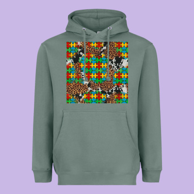 Western Autism Seamless Pattern Heavyweight Hoodie Designed By Artiststas