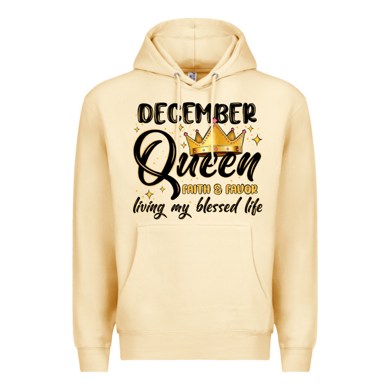 December Queen Faith And Favor Living My Blessed L Premium Hoodie by MaliasSmallBusiness | Teevron