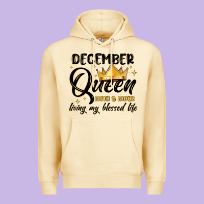 December Queen Faith And Favor Living My Blessed L Premium Hoodie Designed By Maliassmallbusiness