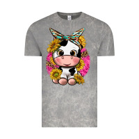 Cloud Rock cut cow with sunflower and leopard  pink Vintage Tee - texasbilliewilder