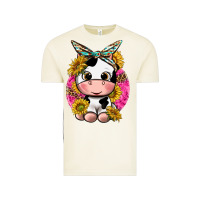 Vintage Arctic cut cow with sunflower and leopard  pink Vintage Tee - texasbilliewilder