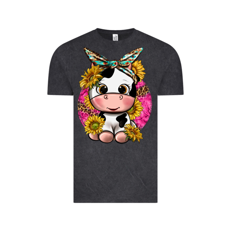 Cut Cow With Sunflower And Leopard  Pink Vintage Tee by texasbilliewilder | Teevron