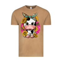Vintage Camel cut cow with sunflower and leopard  pink Vintage Tee - texasbilliewilder