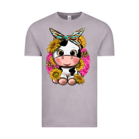 Vintage Zinc cut cow with sunflower and leopard  pink Vintage Tee - texasbilliewilder
