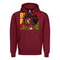 Burgundy black mom magic juneteenth Zipper Hoodie - HRA Design Shop