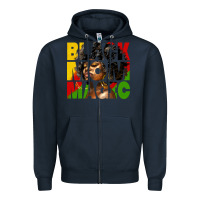 Navy black mom magic juneteenth Zipper Hoodie - HRA Design Shop