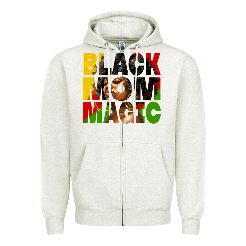Black Mom Magic Juneteenth Zipper Hoodie by HRA Design Shop | Teevron