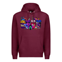 Burgundy gaming coffee cups Premium Hoodie - NancyCooperArtShop