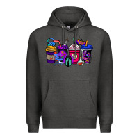 Charcoal Heather gaming coffee cups Premium Hoodie - NancyCooperArtShop